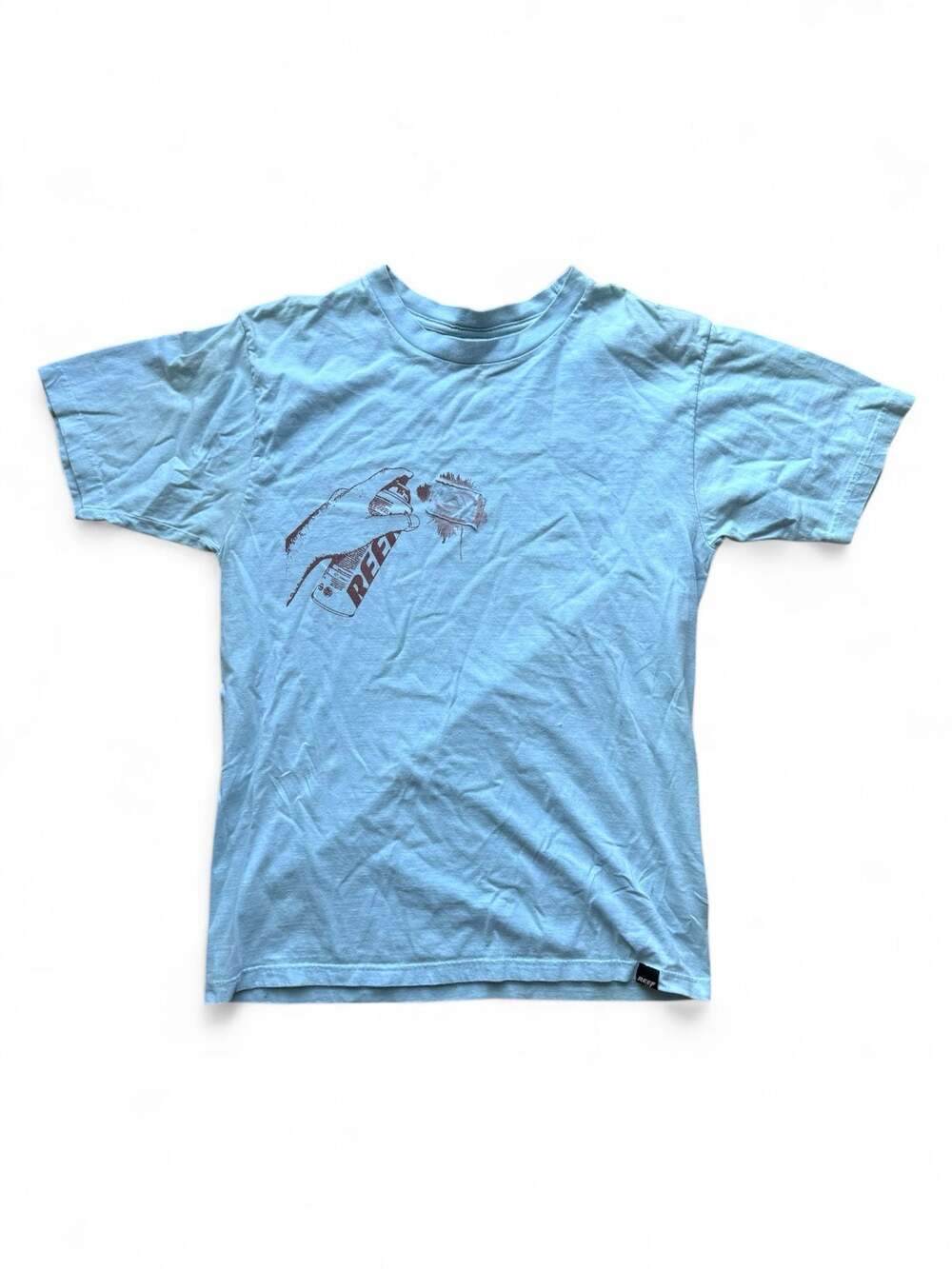 Vintage Reef Spray Paint Can Graphic T-Shirt Light Blue